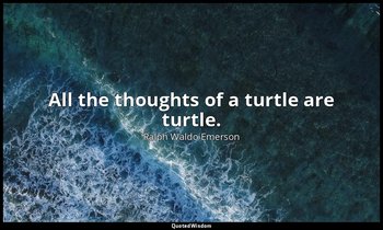 All the thoughts of a turtle are turtle. — Ralph Waldo Emerson