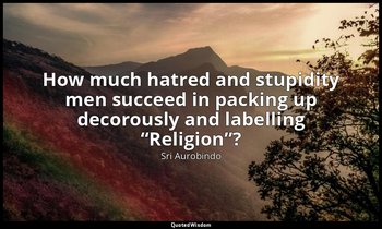 How much hatred and stupidity men succeed in packing up decorously and labelling — Sri Aurobindo