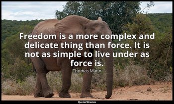 Freedom is a more complex and delicate thing than force. It is not as simple to  — Thomas Mann