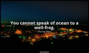You cannot speak of ocean to a well-frog. — Zhuang Zhou
