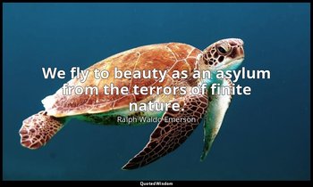 We fly to beauty as an asylum from the terrors of finite nature. — Ralph Waldo Emerson