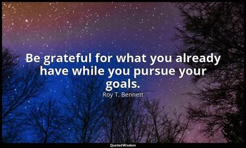 Be grateful for what you already have while you pursue your goals. — Roy T. Bennett