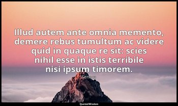 Illud autem ante omnia memento, demere rebus tumultum ac videre quid in quaque r — Seneca