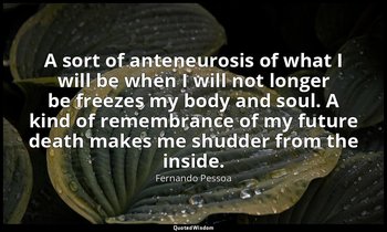 A sort of anteneurosis of what I will be when I will not longer be freezes my bo — Fernando Pessoa