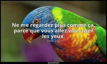 Ne me regardez plus comme ça, parce que vous allez vous user les yeux. — Émile Zola