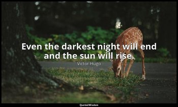 Even the darkest night will end and the sun will rise. — Victor Hugo