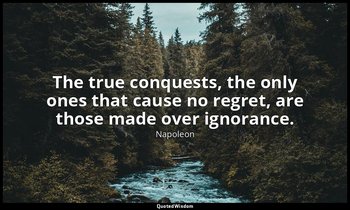 The true conquests, the only ones that cause no regret, are those made over igno — Napoleon