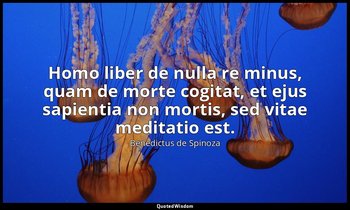 Homo liber de nulla re minus, quam de morte cogitat, et ejus sapientia non morti — Benedictus de Spinoza