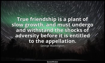True friendship is a plant of slow growth, and must undergo and withstand the sh — George Washington
