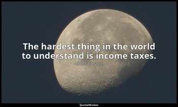 The hardest thing in the world to understand is income taxes. — Albert Einstein