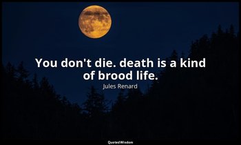 You don't die. death is a kind of brood life. — Jules Renard