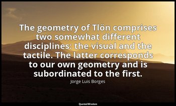 The geometry of Tlön comprises two somewhat different disciplines: the visual an — Jorge Luis Borges