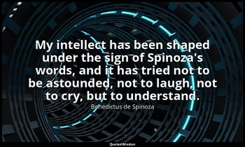 My intellect has been shaped under the sign of Spinoza's words, and it has tried — Benedictus de Spinoza