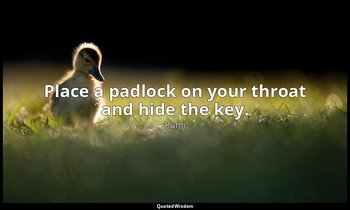 Place a padlock on your throat and hide the key. — Rumi