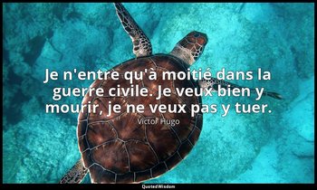 Je n'entre qu'à moitié dans la guerre civile. Je veux bien y mourir, je ne veux  — Victor Hugo