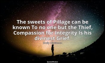 The sweets of Pillage can be known To no one but the Thief, Compassion for Integ — Emily Dickinson