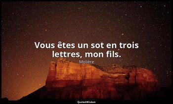 Vous êtes un sot en trois lettres, mon fils. — Molière