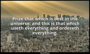 Prize that which is best in the universe; and this is that which useth everythin — Marcus Aurelius