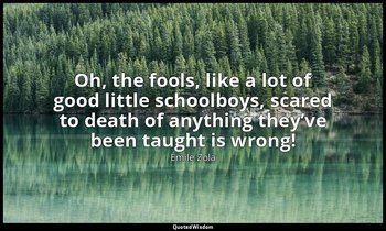 Oh, the fools, like a lot of good little schoolboys, scared to death of anything — Émile Zola