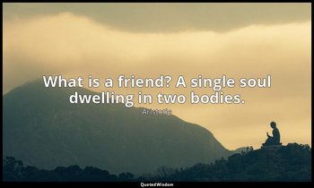 What is a friend? A single soul dwelling in two bodies. — Aristotle