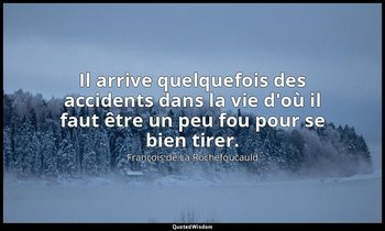 Il arrive quelquefois des accidents dans la vie d'où il faut être un peu fou pou — François de La Rochefoucauld