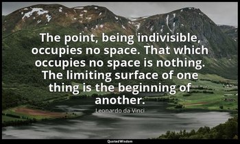 The point, being indivisible, occupies no space. That which occupies no space is — Leonardo da Vinci