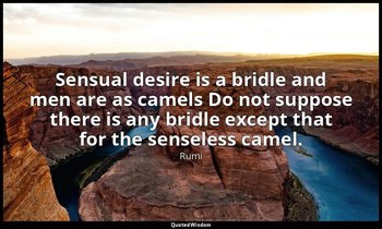 Sensual desire is a bridle and men are as camels Do not suppose there is any bri — Rumi