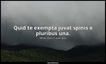 Quid te exempta juvat spinis e pluribus una. — What does it avail you