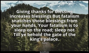 Giving thanks for blessing increases blessings But fatalism snatches those bless — Rumi