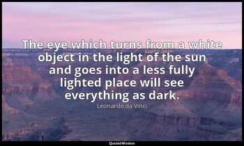 The eye which turns from a white object in the light of the sun and goes into a  — Leonardo da Vinci