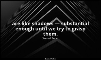 are like shadows — substantial enough until we try to grasp them. — Samuel Butler