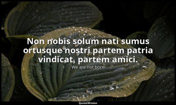 Non nobis solum nati sumus ortusque nostri partem patria vindicat, partem amici. — We are not born