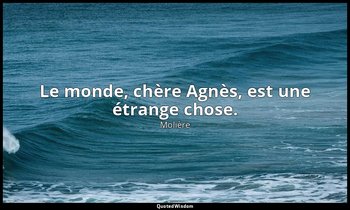 Le monde, chère Agnès, est une étrange chose. — Molière
