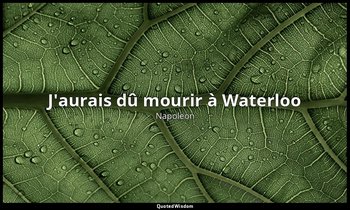 J'aurais dû mourir à Waterloo — Napoleon