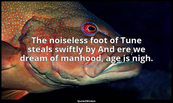 The noiseless foot of Tune steals swiftly by And ere we dream of manhood, age is — Juvenal