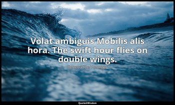 Volat ambiguis Mobilis alis hora. The swift hour flies on double wings. — Seneca the Younger