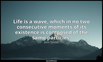 Life is a wave, which in no two consecutive moments of its existence is composed — John Tyndall