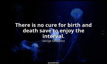 There is no cure for birth and death save to enjoy the interval. — George Santayana