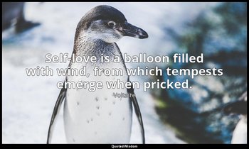 Self-love is a balloon filled with wind, from which tempests emerge when pricked — Voltaire