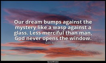 Our dream bumps against the mystery like a wasp against a glass. Less merciful t — Jules Renard
