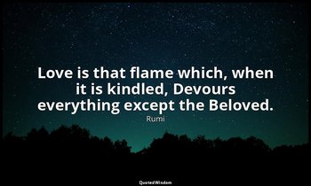 Love is that flame which, when it is kindled, Devours everything except the Belo — Rumi