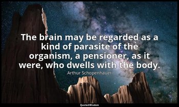 The brain may be regarded as a kind of parasite of the organism, a pensioner, as — Arthur Schopenhauer