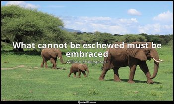 What cannot be eschewed must be embraced — William Shakespeare