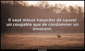 Il vaut mieux hasarder de sauver un coupable que de condamner un innocent. — Voltaire