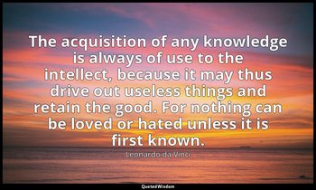 The acquisition of any knowledge is always of use to the intellect, because it m — Leonardo da Vinci