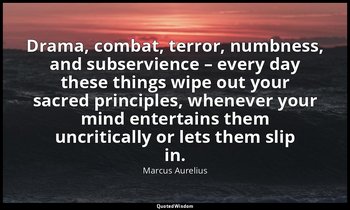 Drama, combat, terror, numbness, and subservience – every day these things wipe  — Marcus Aurelius