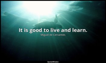 It is good to live and learn. — Miguel de Cervantes