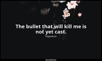 The bullet that will kill me is not yet cast. — Napoleon