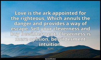 Love is the ark appointed for the righteous, Which annuls the danger and provide — Rumi