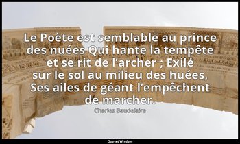 Le Poète est semblable au prince des nuées Qui hante la tempête et se rit de l’a — Charles Baudelaire